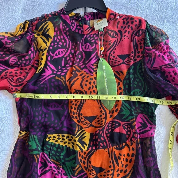 🎄 FARM Rio Rainbow Midnight Leopards Tiered Maxi dress - Picture 5 of 13